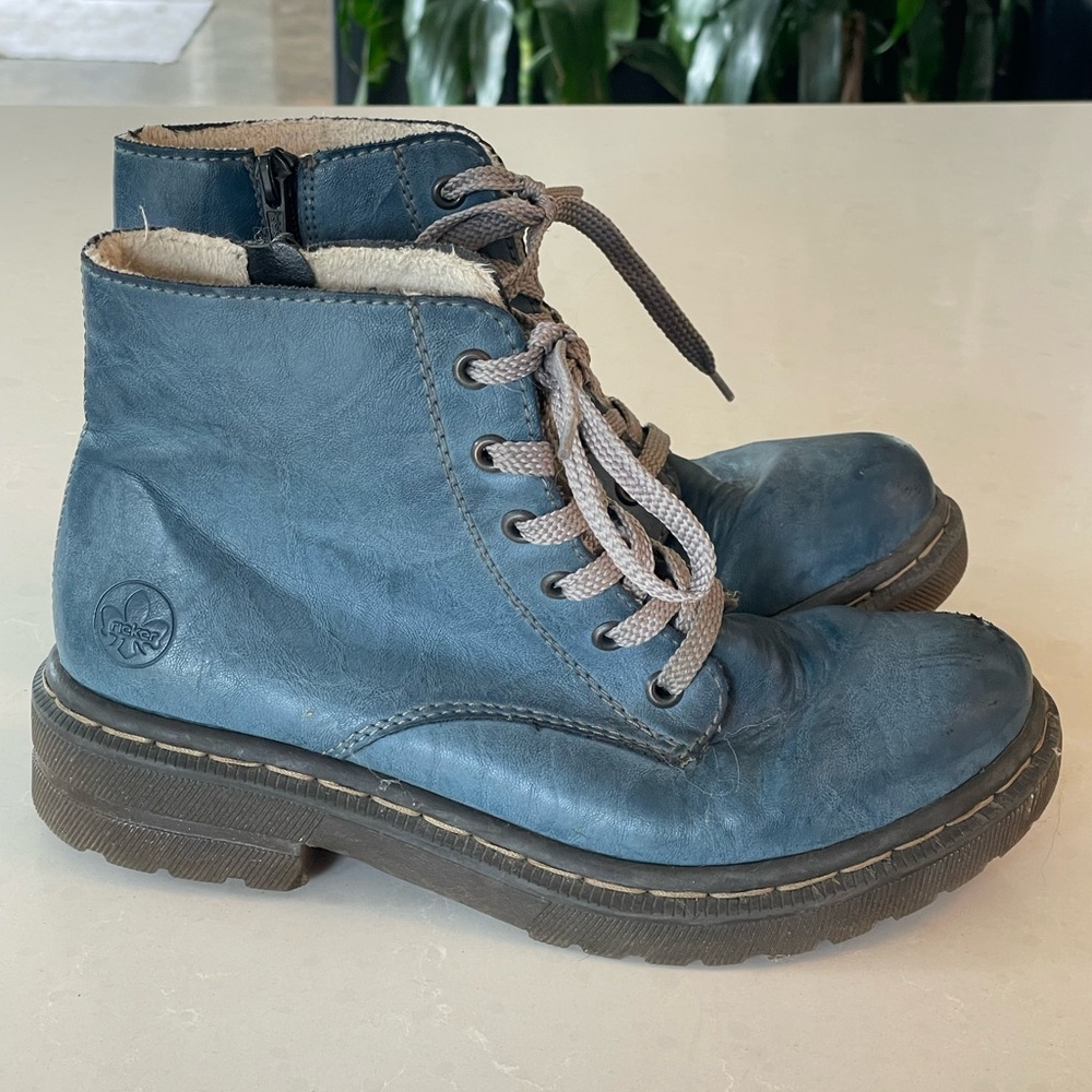 Rieker Blue Leather Boots